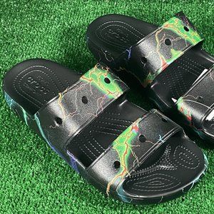 Crocs Classic Out of this World Lightning Bolts Sandals Black Mens Sz 10